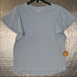 dip Women's Light Blue Short Flowing Sleeve Top